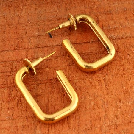 Brass Square geometric hoop earring, Gold plated jewelry, Wholesale earring